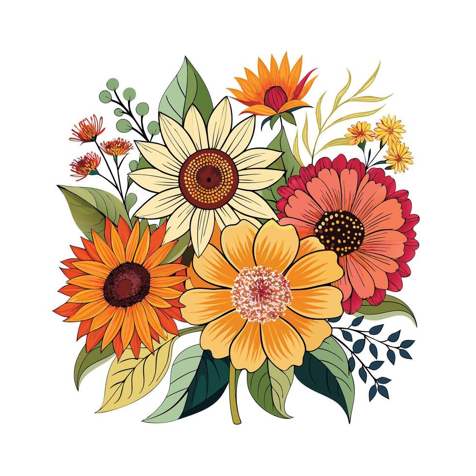 Beautiful Flowers Watercolor Florals Illustration vector