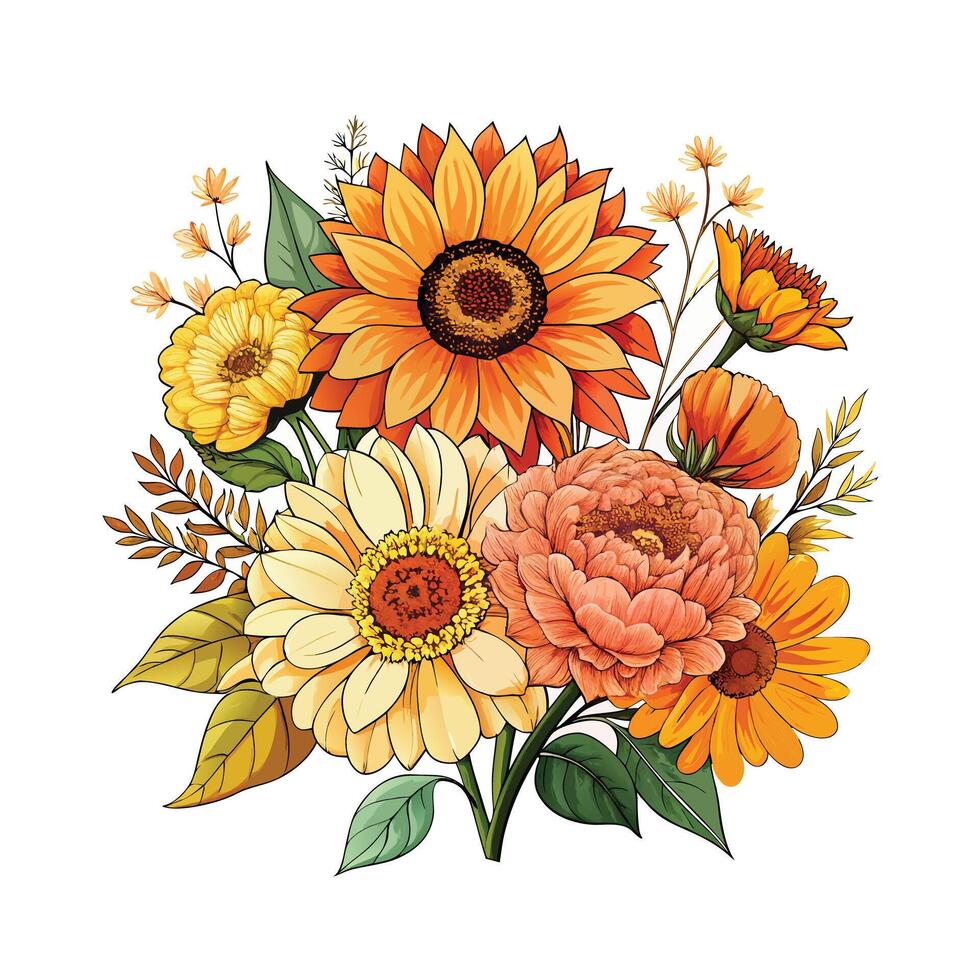 Beautiful Flowers Watercolor Florals Illustration vector