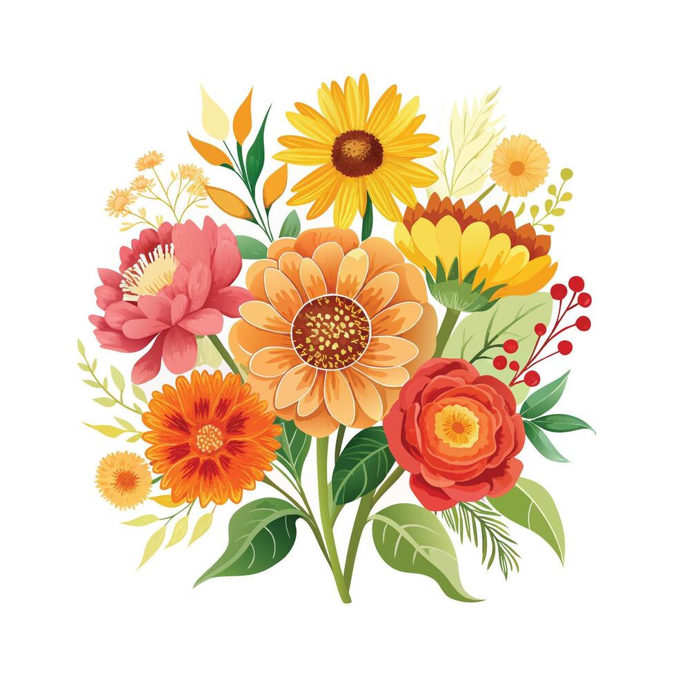 Beautiful Flowers Watercolor Florals Illustration vector
