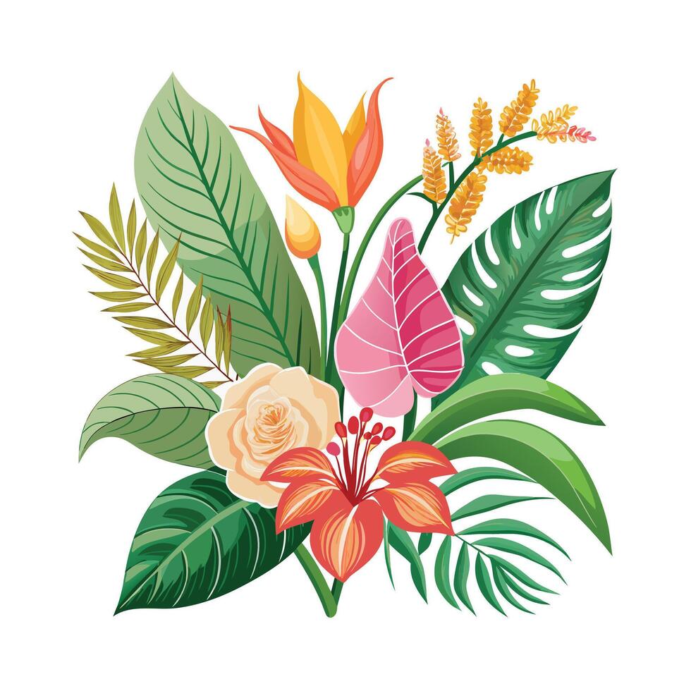 Beautiful Flowers Watercolor Florals Illustration vector