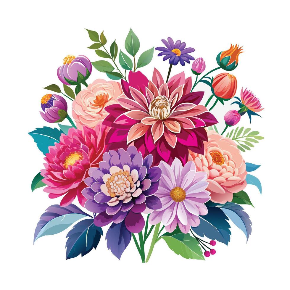 Beautiful Flowers Watercolor Florals Illustration vector