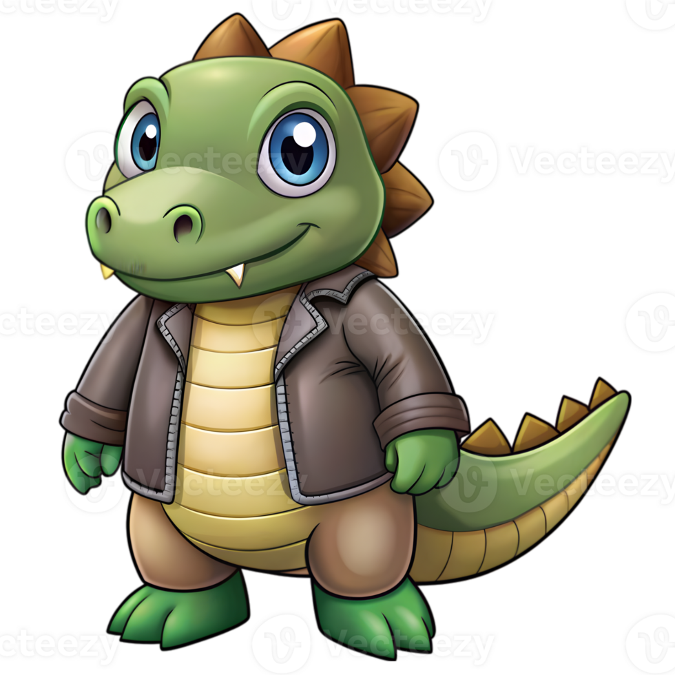 Kawaii Alligator in Leather Jacket png