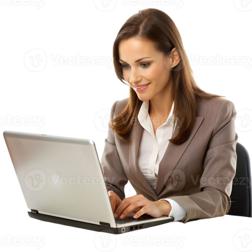 Woman Working on a Computer png