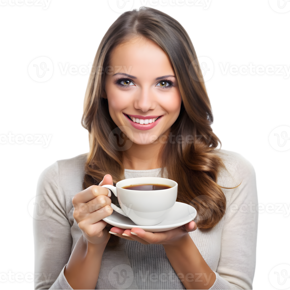 Woman Holding a Cup of Coffee png