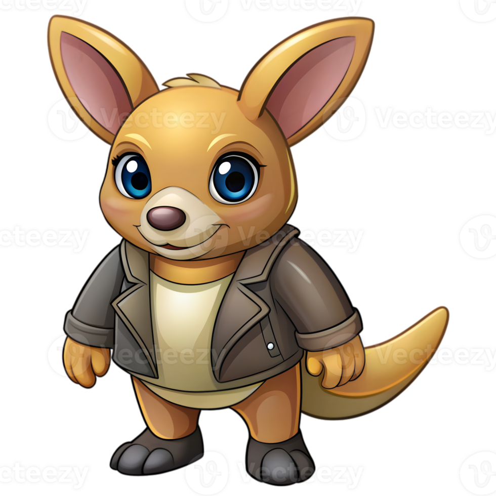 Kawaii Kangaroo in Leather Jacket png
