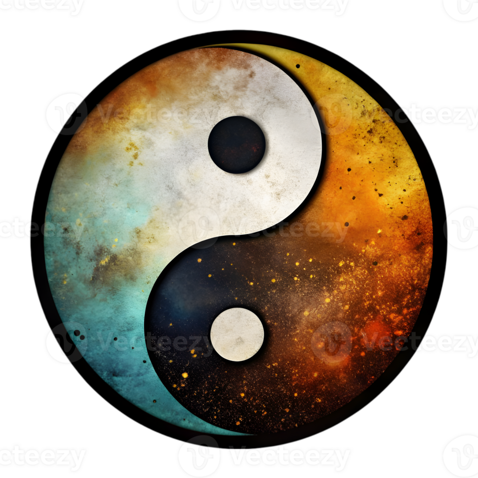 Grunge Yin Yang Tattoo Sticker png