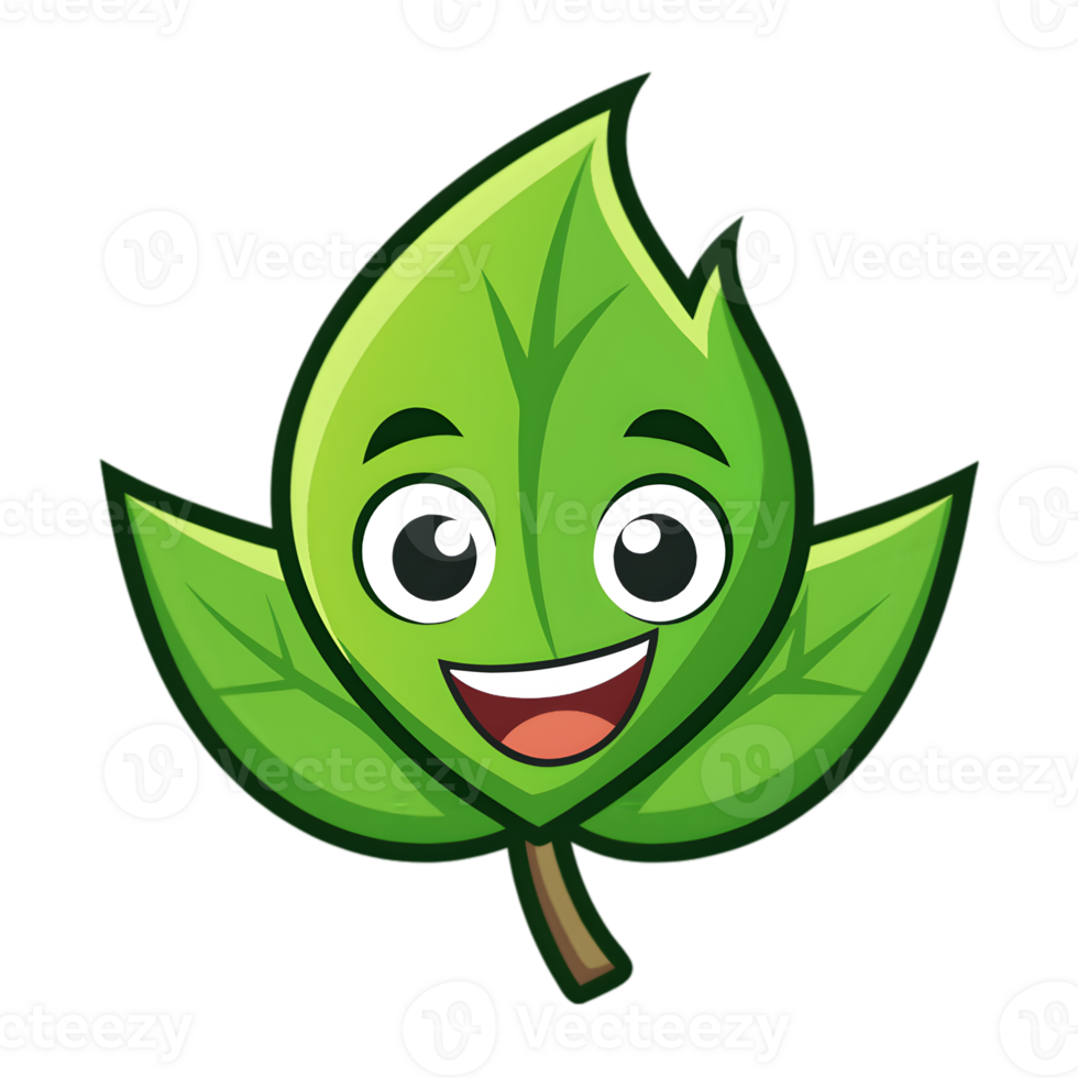 Cartoon Leaf Logo with a Smiling Face png