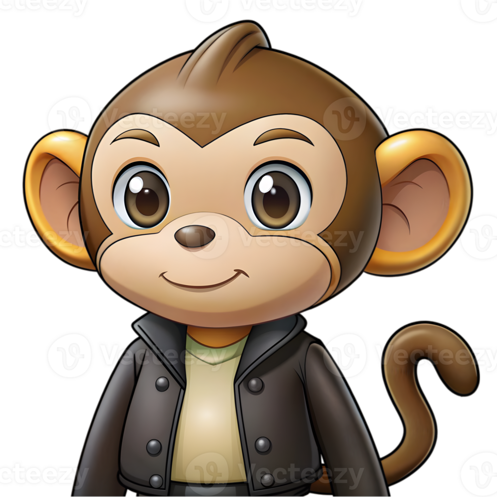 Kawaii Monkey in Leather Jacket png