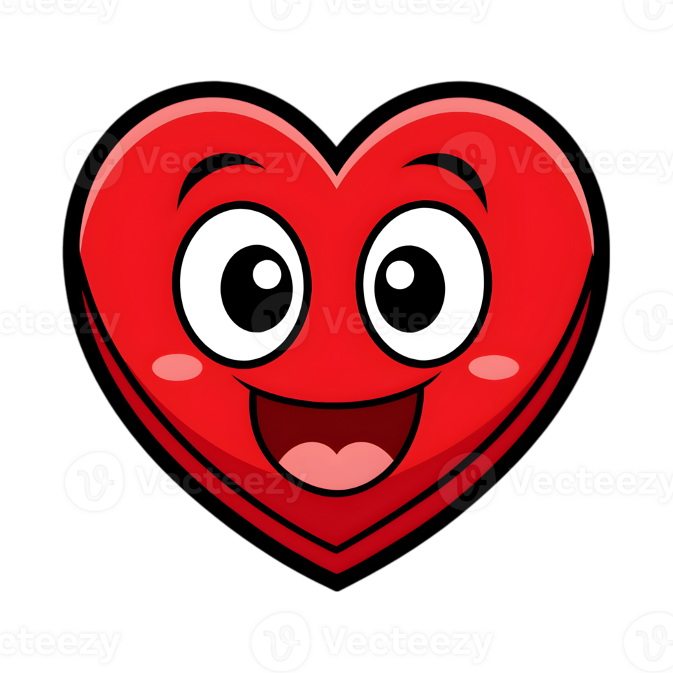 Cartoon Heart Logo with a Smiling Face png