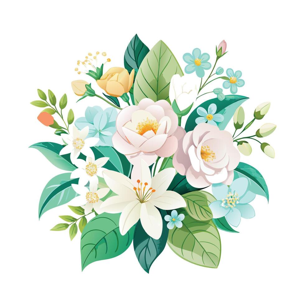 Beautiful Flowers Watercolor Florals Illustration vector
