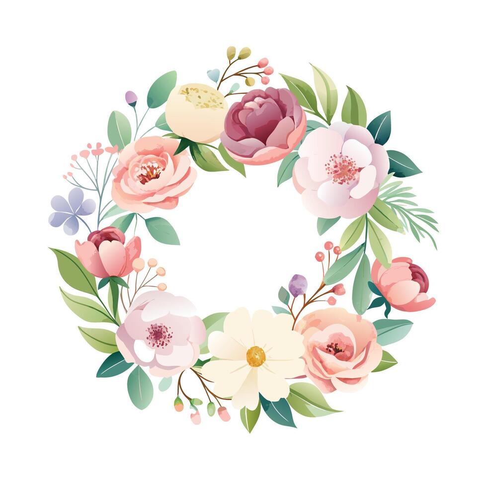 Beautiful Flowers Watercolor Florals Illustration vector