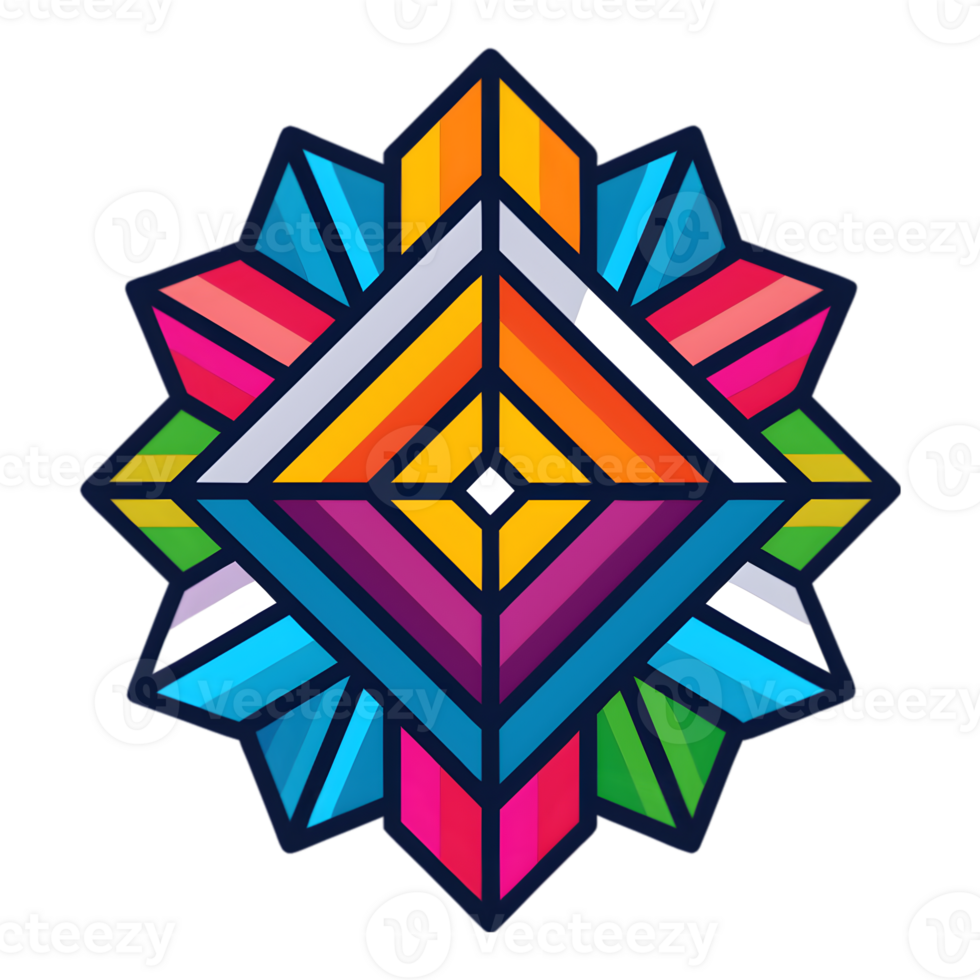 Cartoon Pattern Logo with Colorful Geometric Shapes png