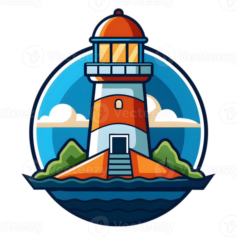 Cartoon Lighthouse Logo png