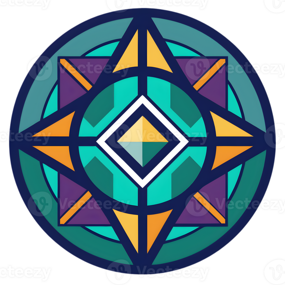 Cartoon Circle Logo with Geometric Patterns png