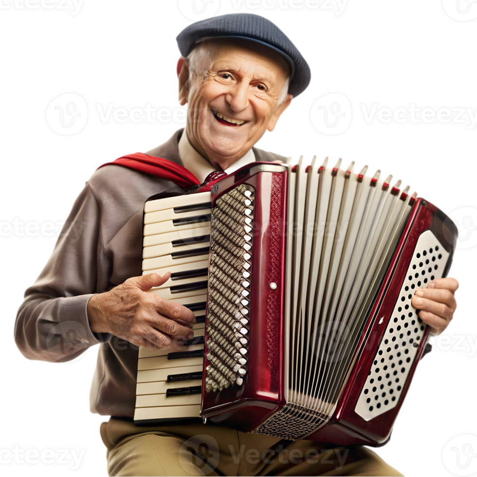 Elderly Man Playing Accordion png