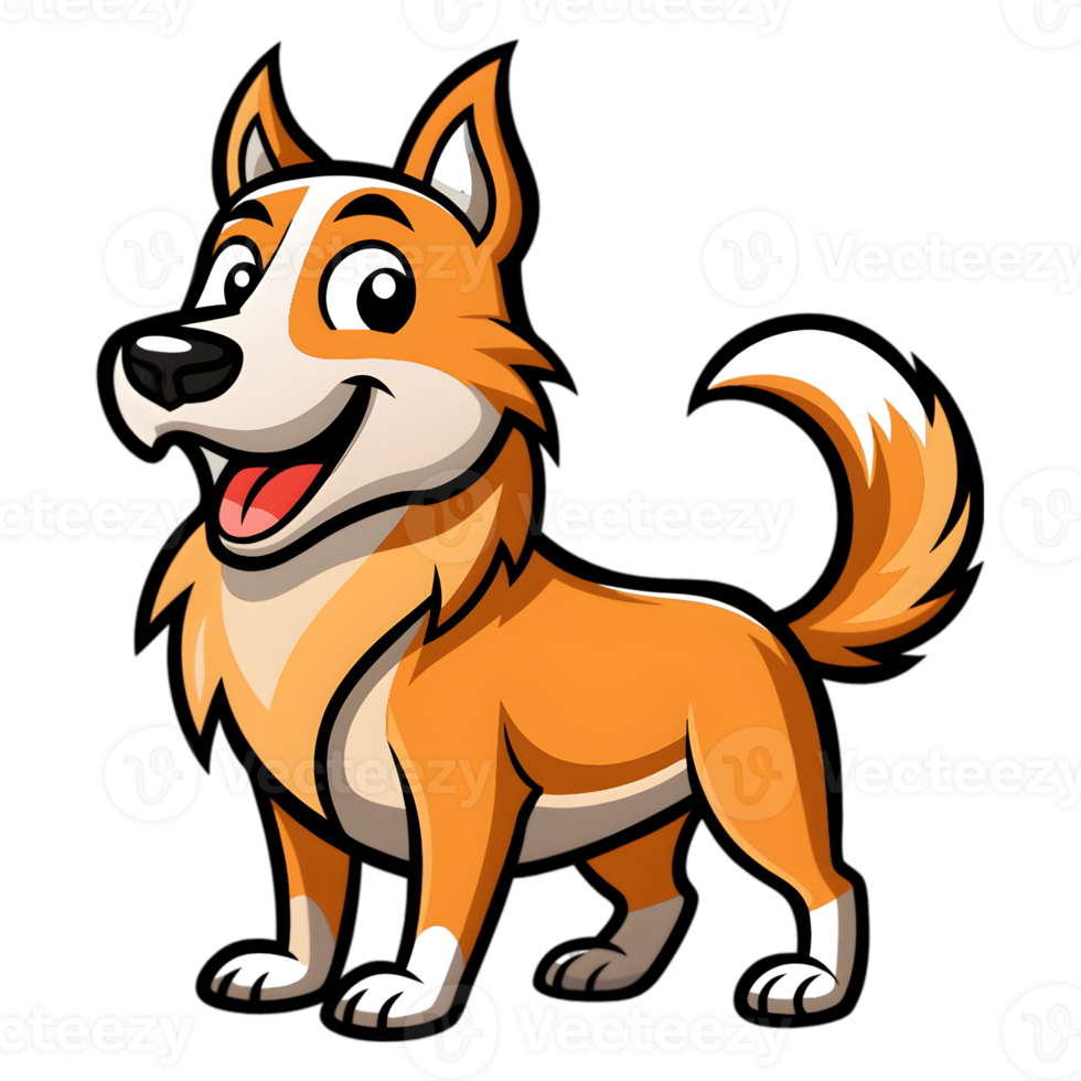 Cartoon Dog Logo with a Wagging Tail png