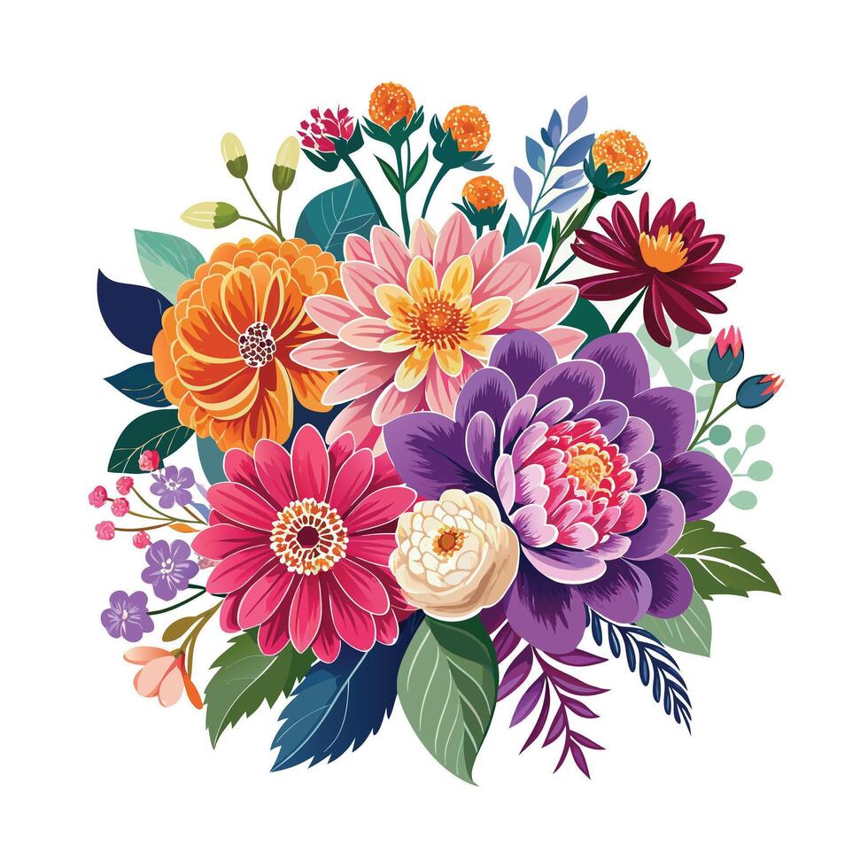 Beautiful Flowers Watercolor Florals Illustration vector