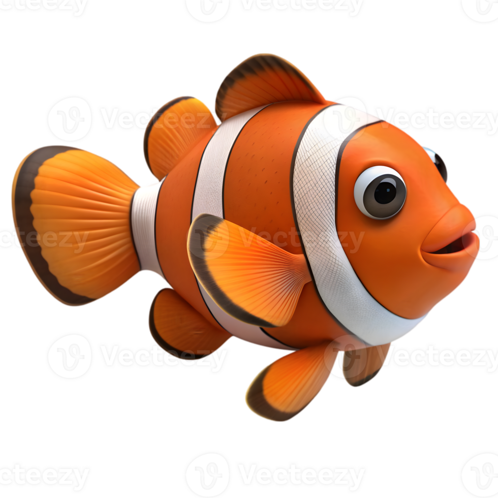 3D Render of a Clownfish png
