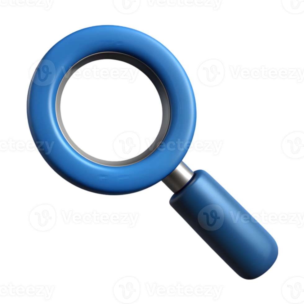 3D Render of a Magnifying Glass Icon png