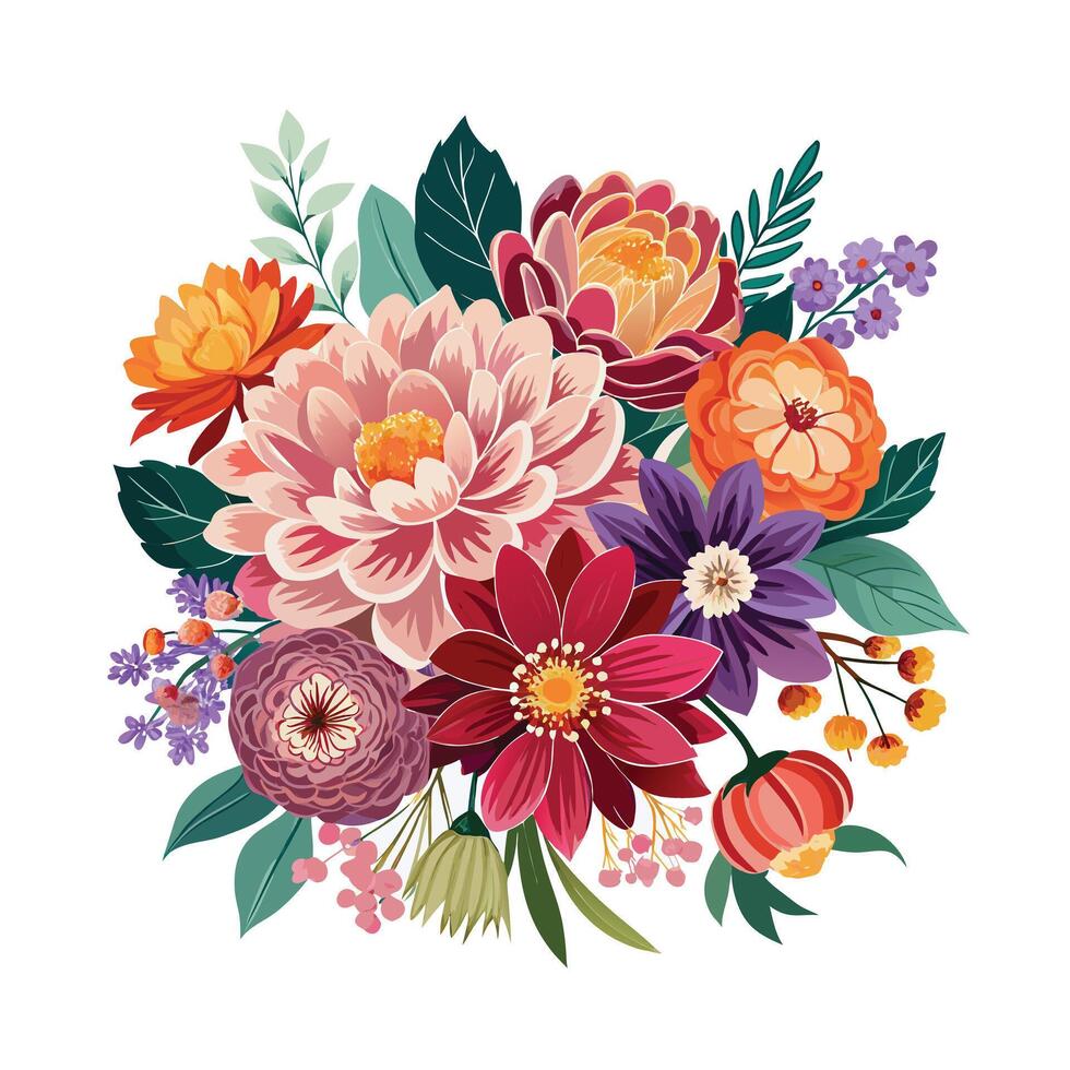 Beautiful Flowers Watercolor Florals Illustration vector