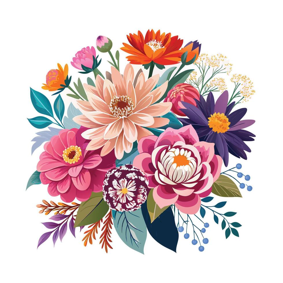 Beautiful Flowers Watercolor Florals Illustration vector