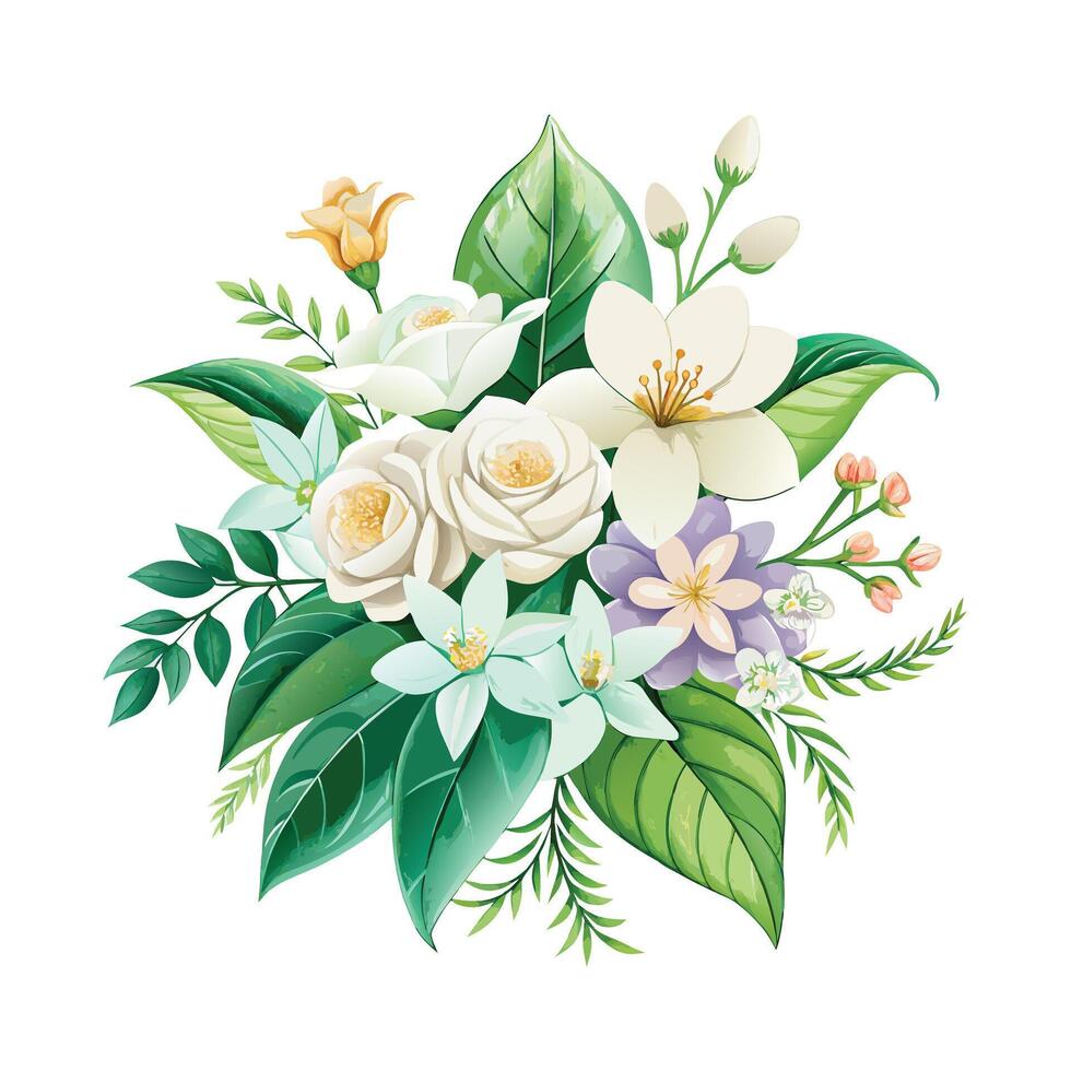 Beautiful Flowers Watercolor Florals Illustration vector