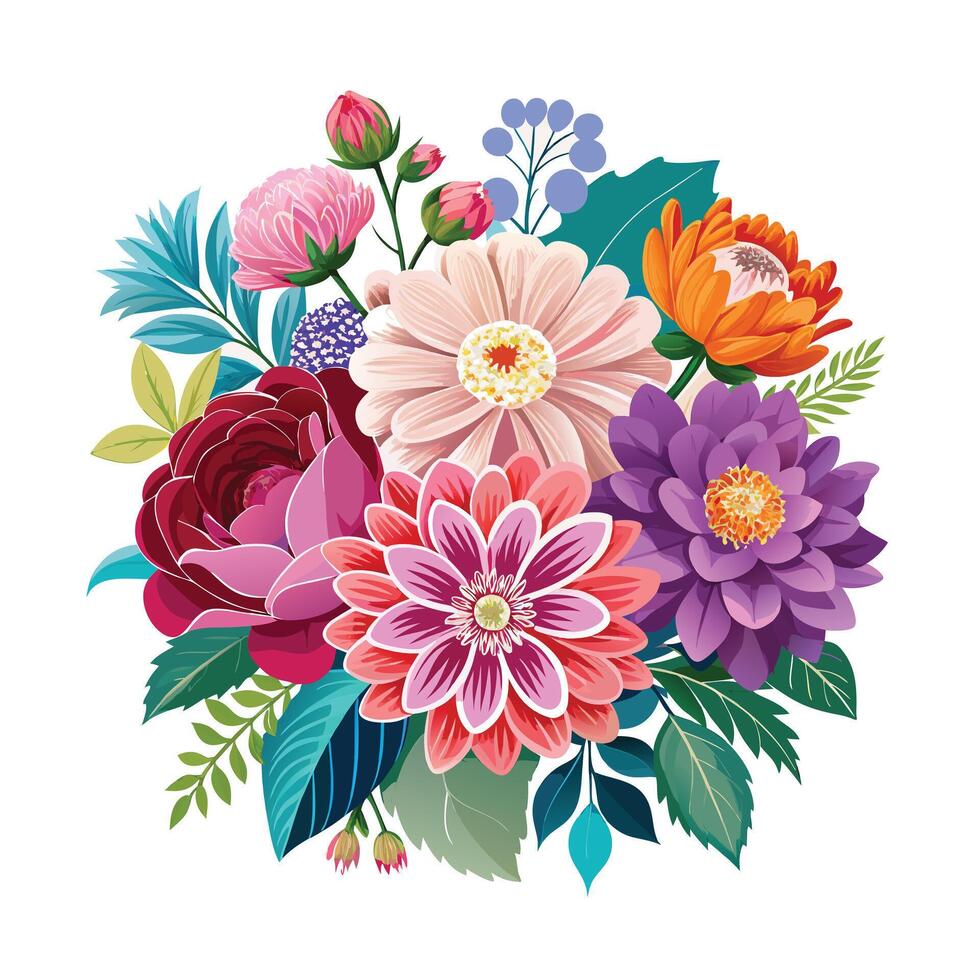Beautiful Flowers Watercolor Florals Illustration vector