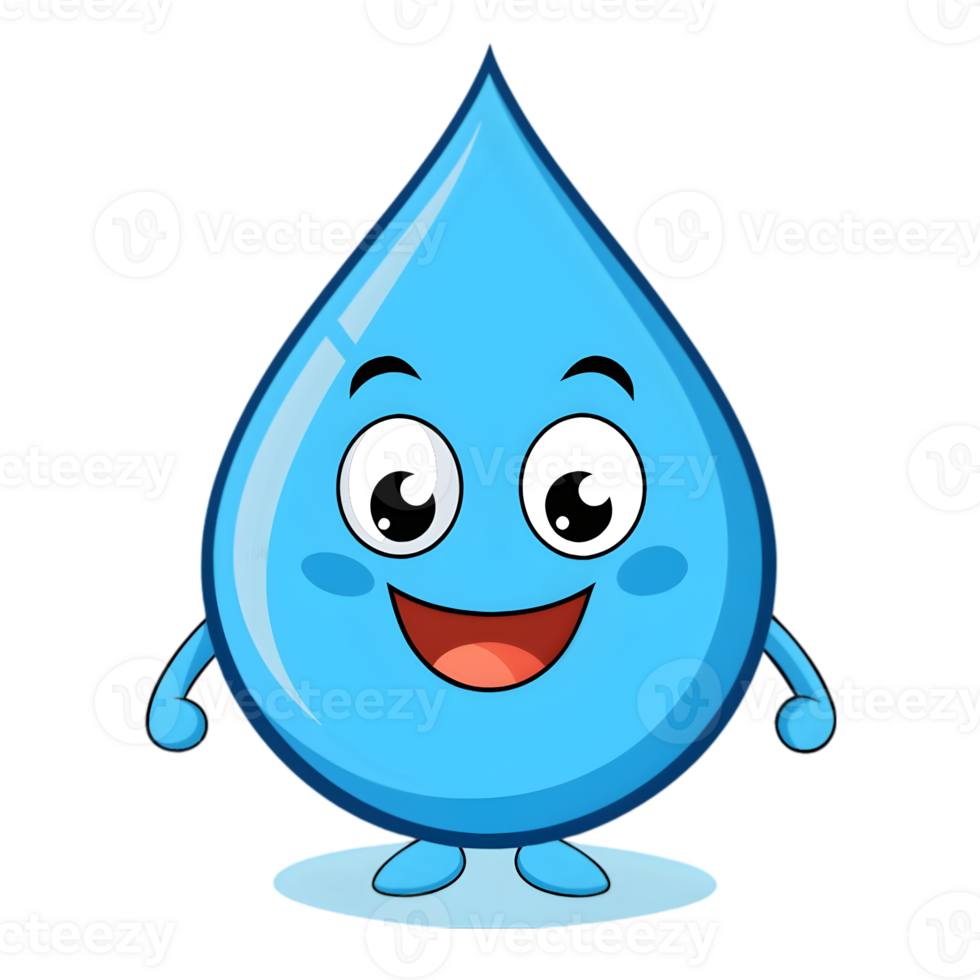 Cartoon Water Droplet Logo with a Happy Expression png