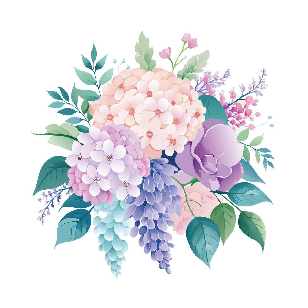 Beautiful Flowers Watercolor Florals Illustration vector