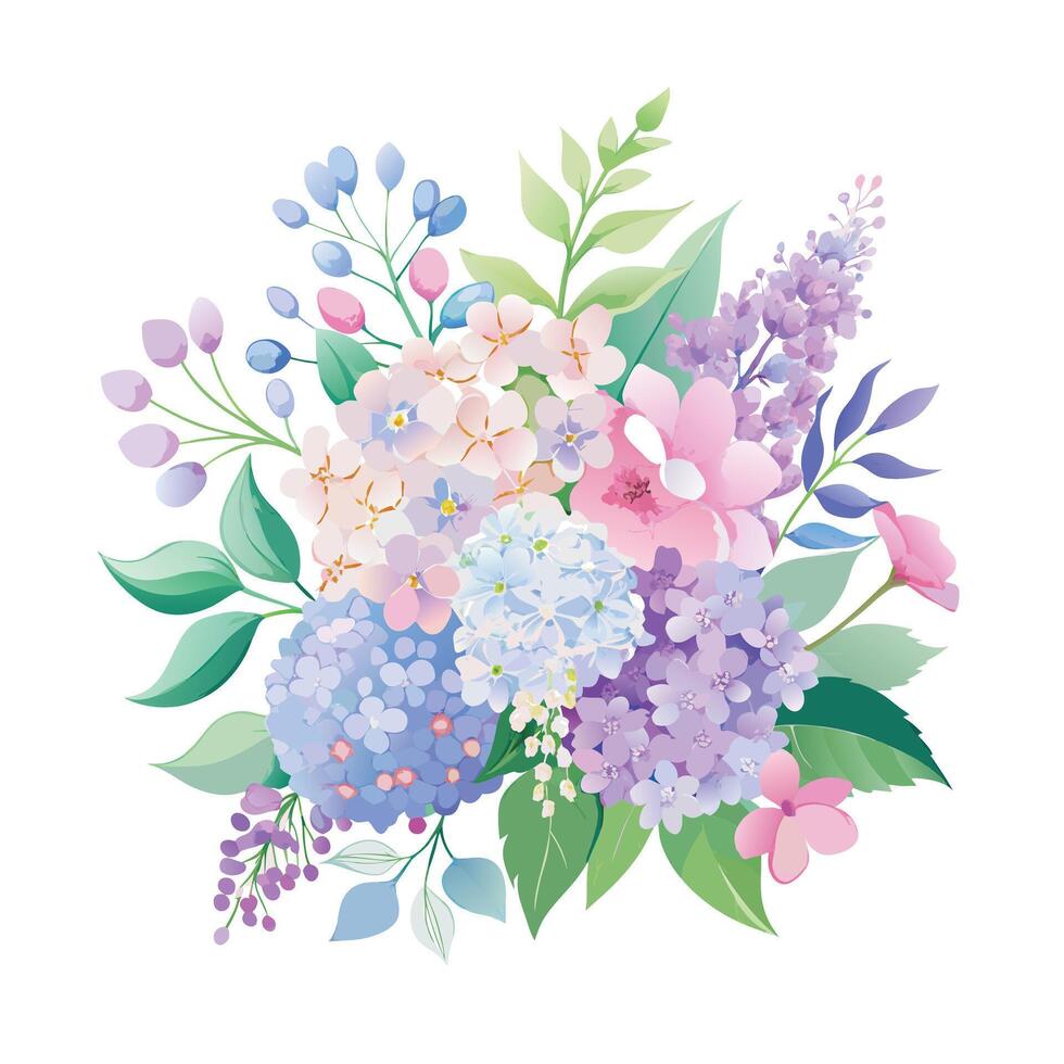 Beautiful Flowers Watercolor Florals Illustration vector