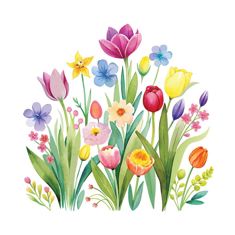 Beautiful Flowers Watercolor Florals Illustration vector