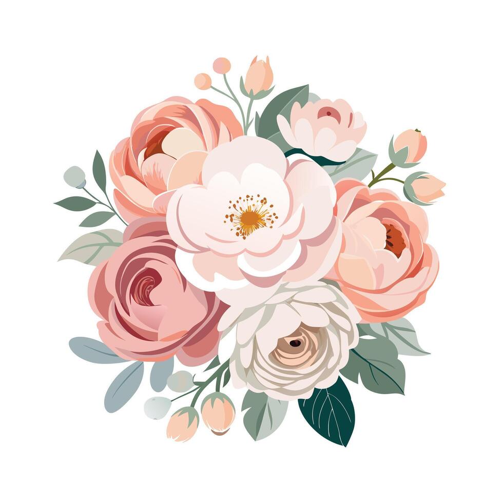 Beautiful Flowers Watercolor Florals Illustration vector