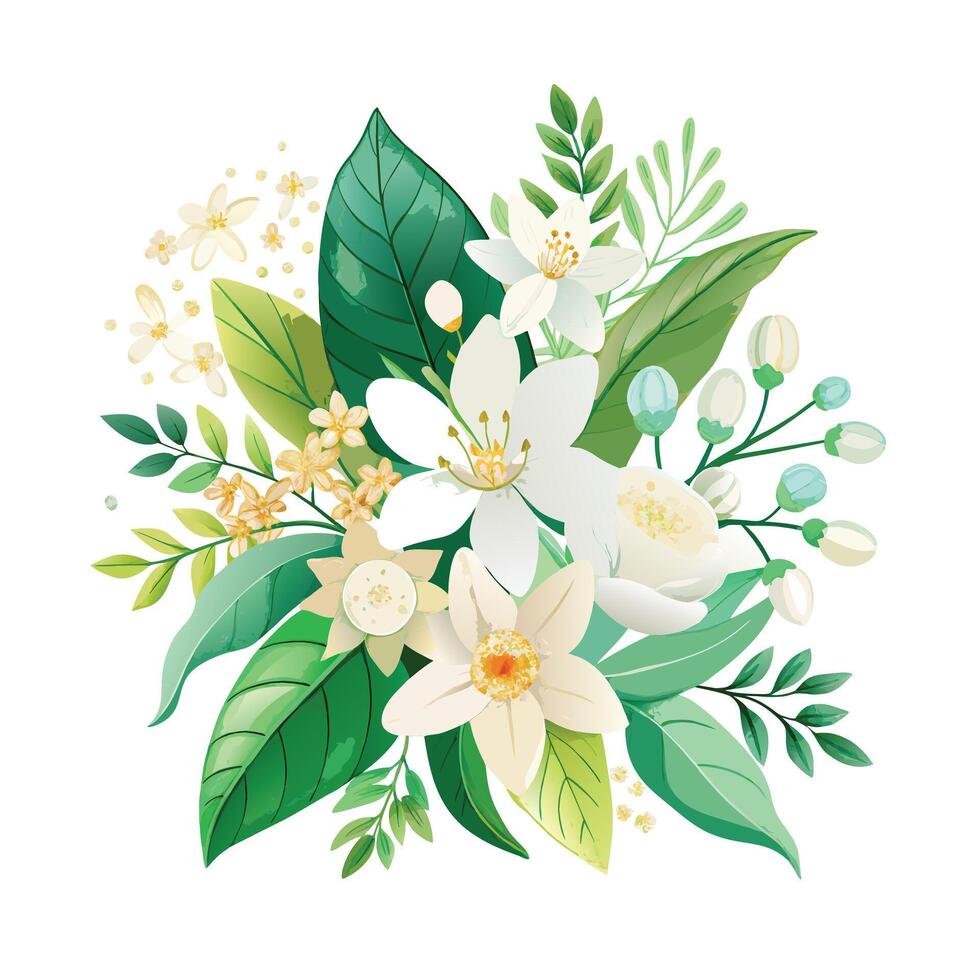 Beautiful Flowers Watercolor Florals Illustration vector