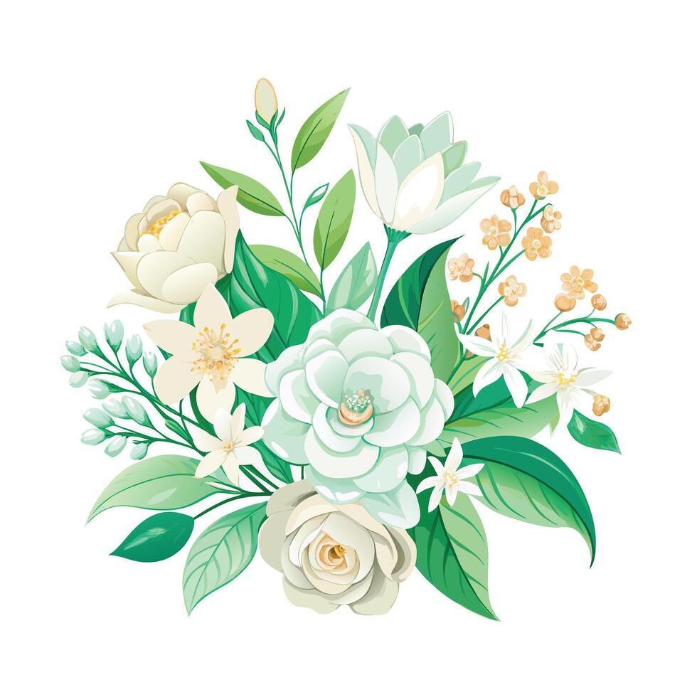 Beautiful Flowers Watercolor Florals Illustration vector