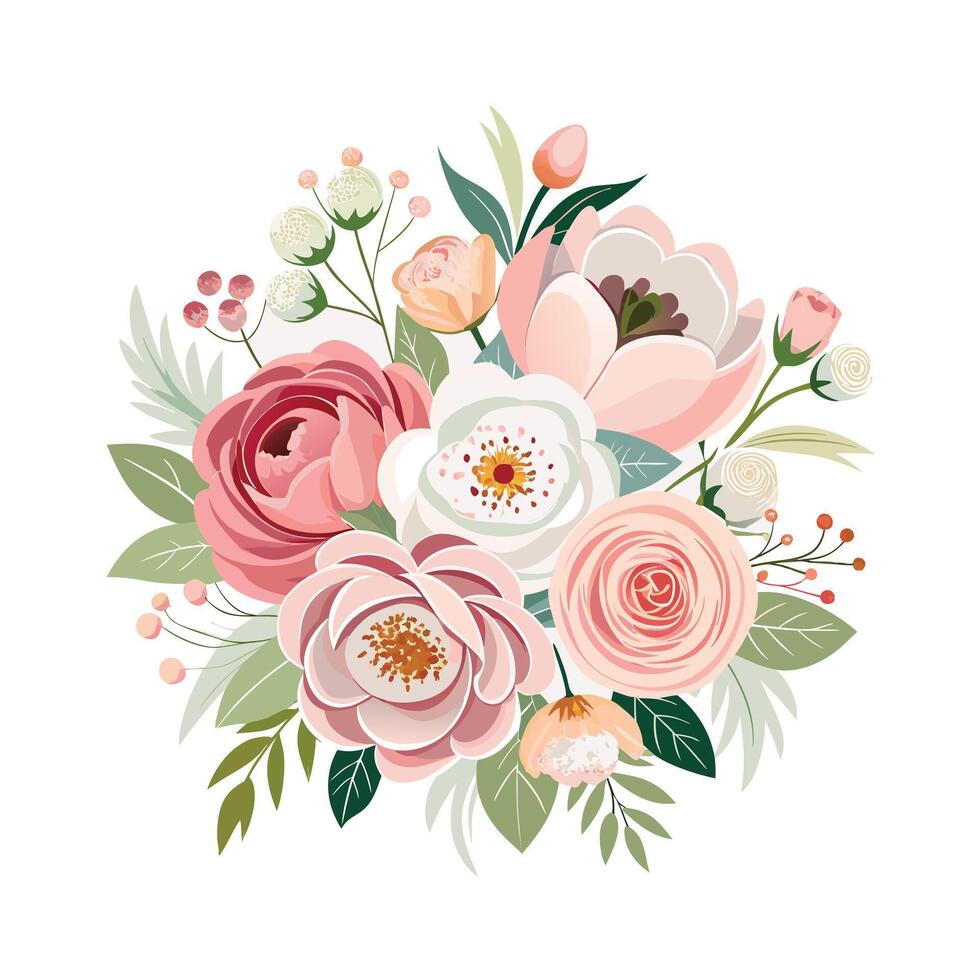 Beautiful Flowers Watercolor Florals Illustration vector