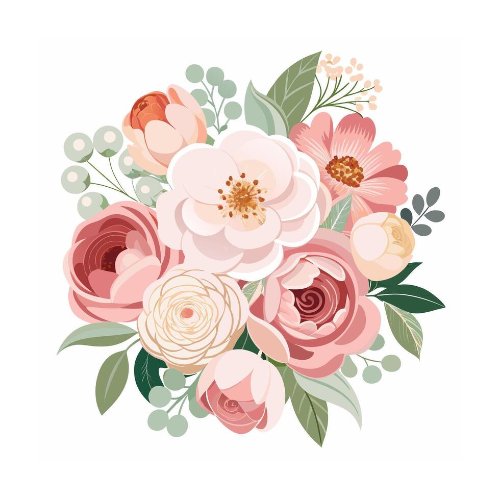 Beautiful Flowers Watercolor Florals Illustration vector