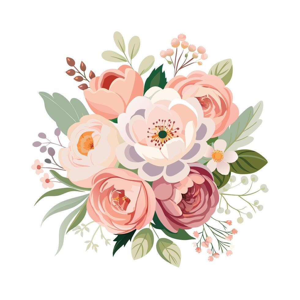 Beautiful Flowers Watercolor Florals Illustration vector