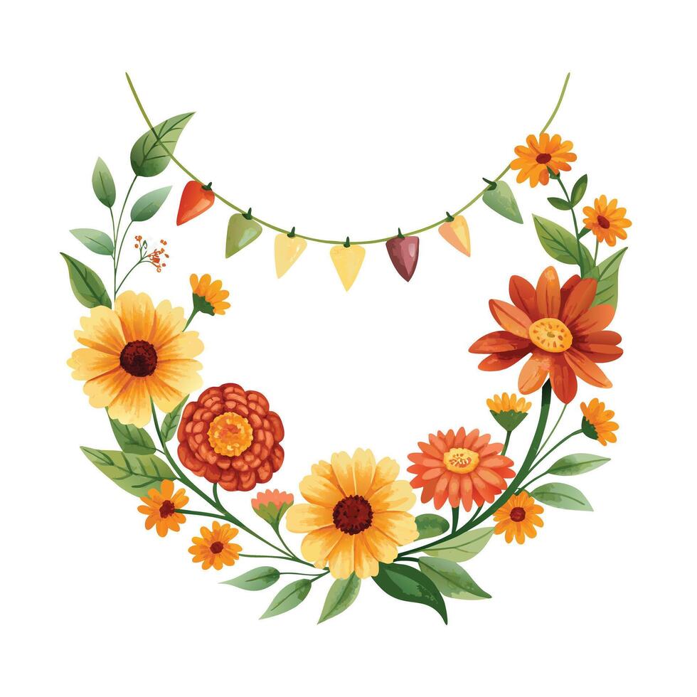 Beautiful Flowers Watercolor Florals Illustration vector