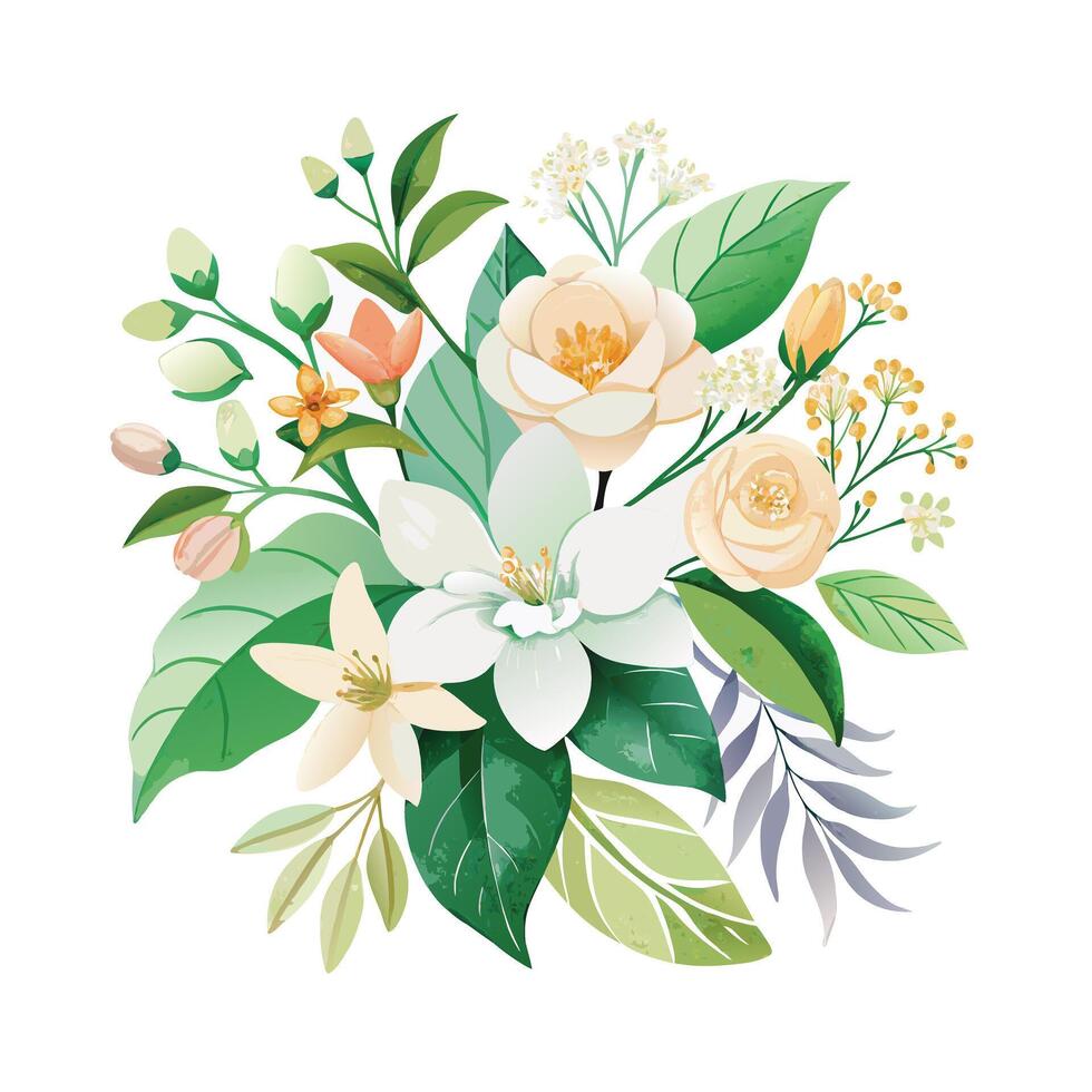 Beautiful Flowers Watercolor Florals Illustration vector