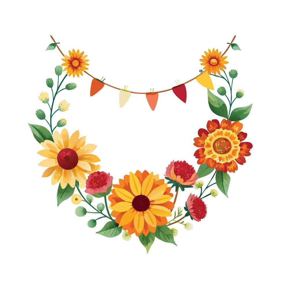 Beautiful Flowers Watercolor Florals Illustration vector