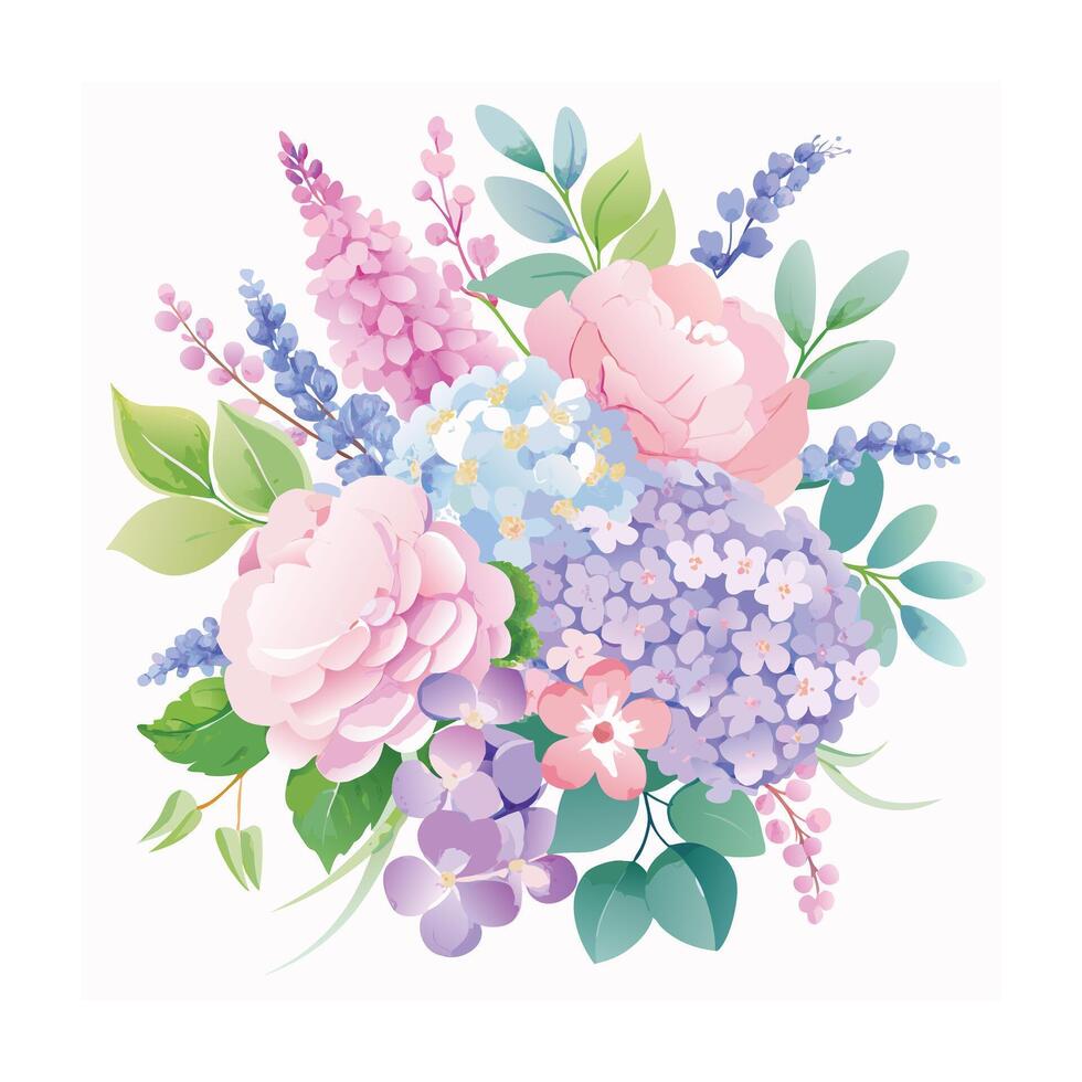 Beautiful Flowers Watercolor Florals Illustration vector