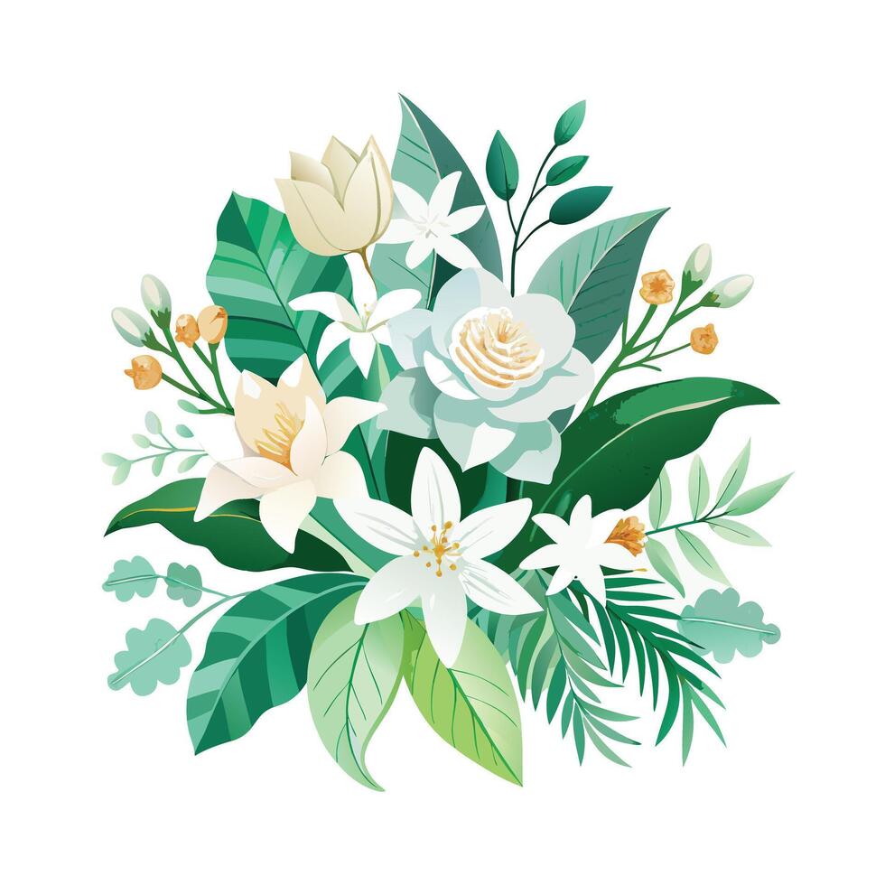 Beautiful Flowers Watercolor Florals Illustration vector