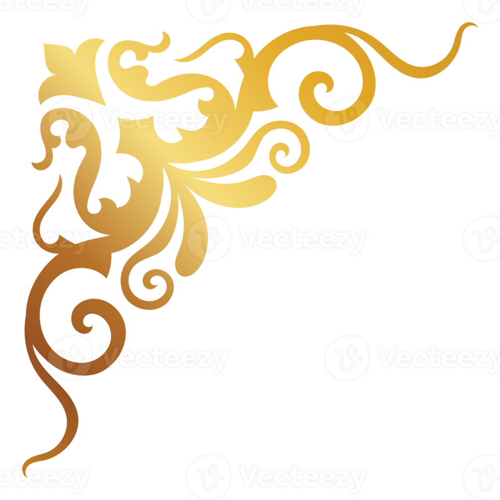 Elegant gold corners, vintage style, beautiful, intricate scrolling wood. png