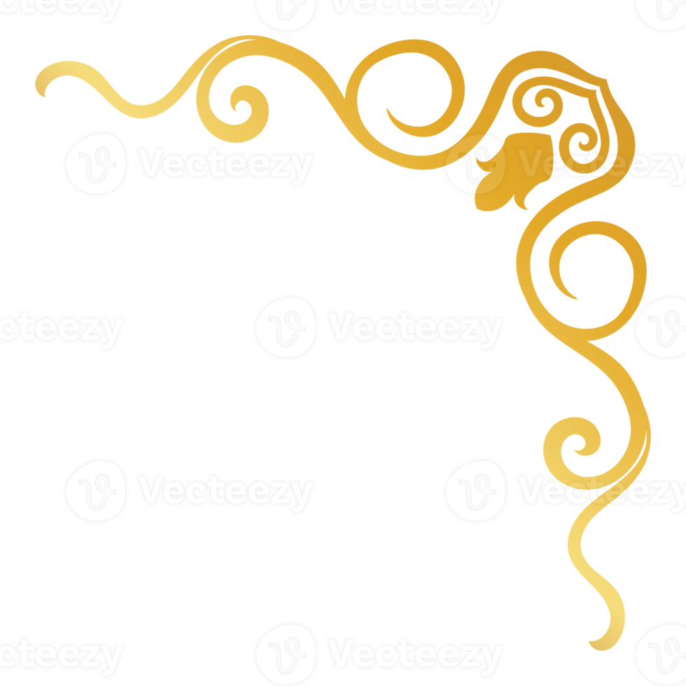 Elegant gold corners, vintage style, beautiful, intricate scrolling wood. png