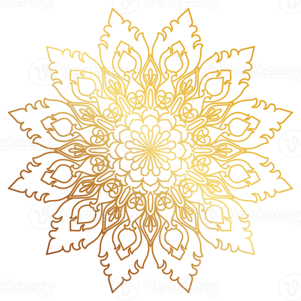 Golden Mandala Design delicate and intricate golden mandala pattern, radiating a sense of peace and spiritual harmony. Perfect for meditation, yoga, or spiritual practices. png