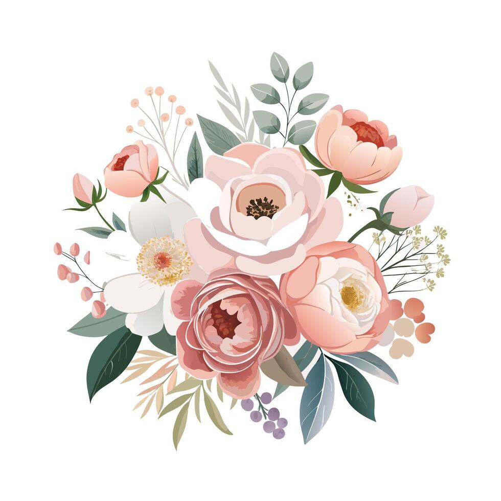 Beautiful Flowers Watercolor Florals Illustration vector