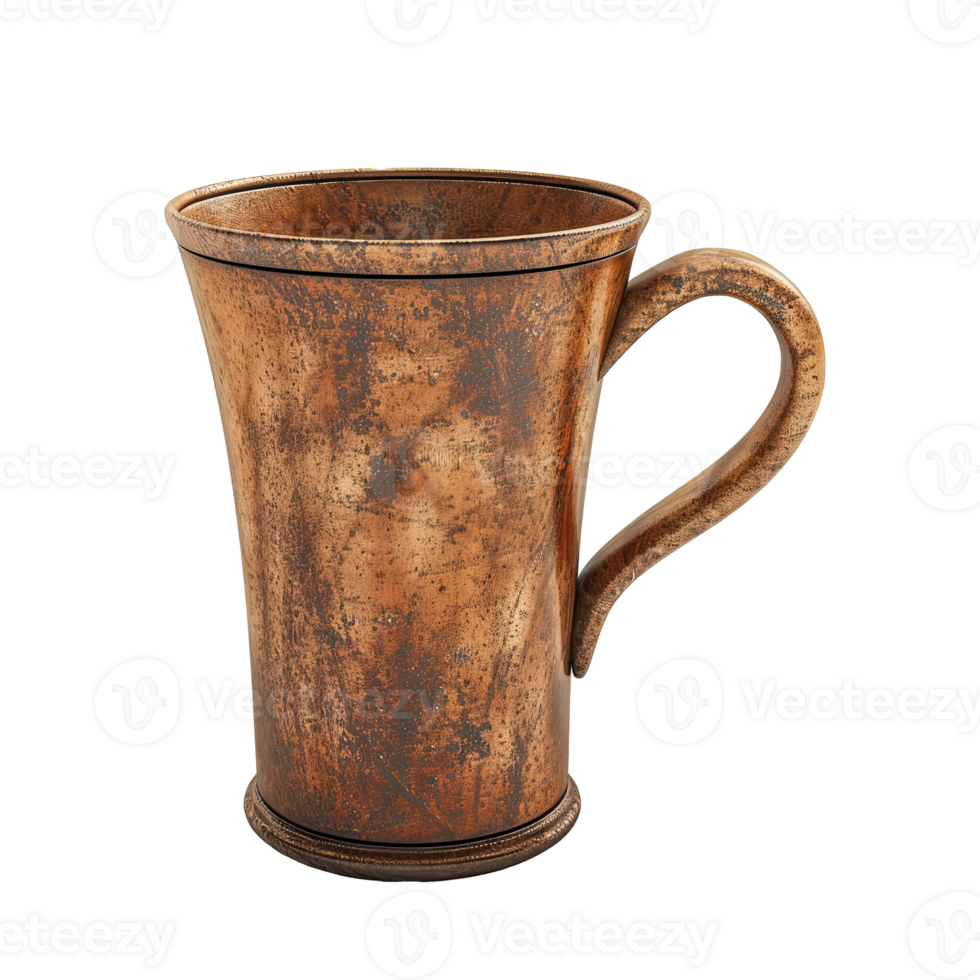 a rustic copper mug with handle png