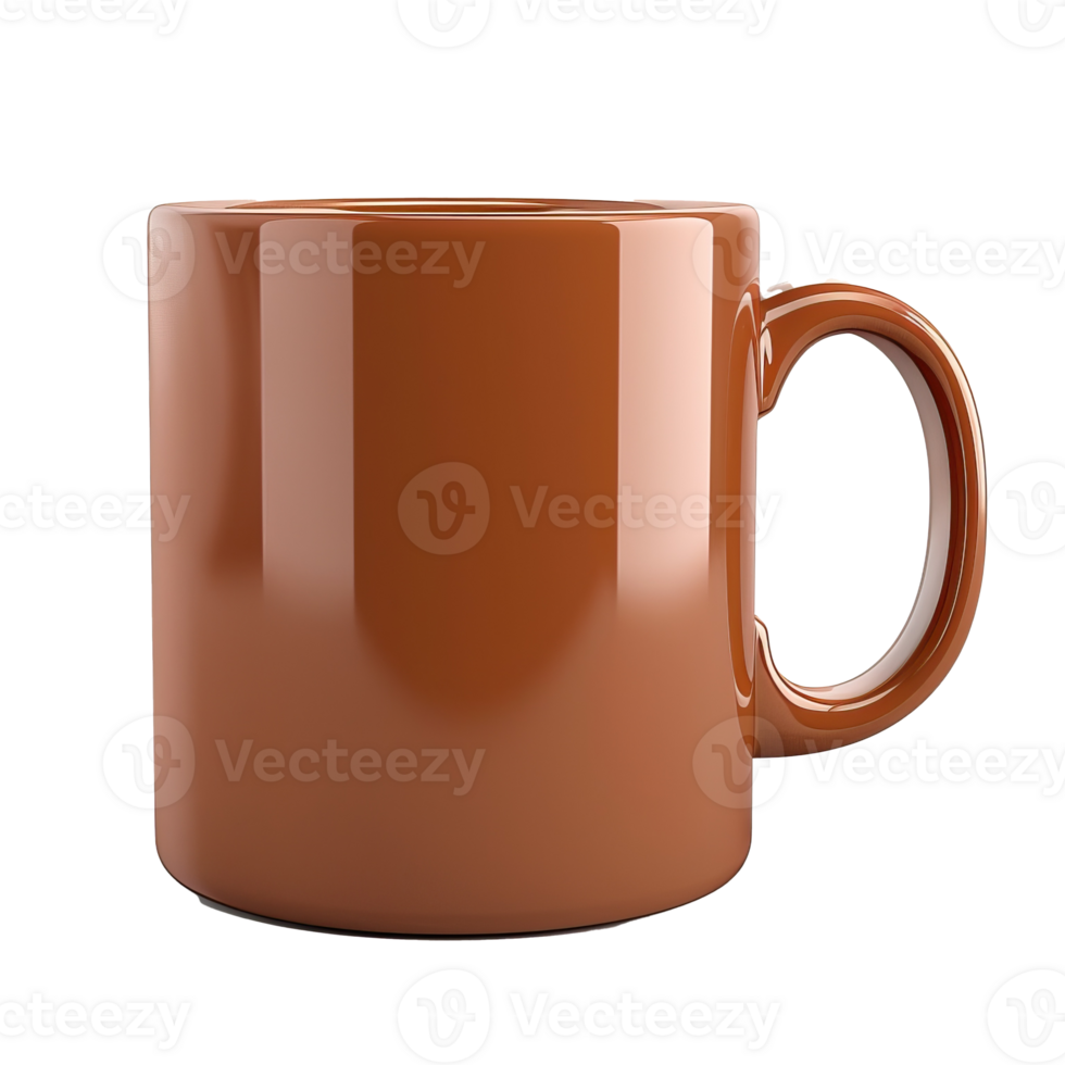 Simple and elegant 3D rendering of a brown coffee mug png