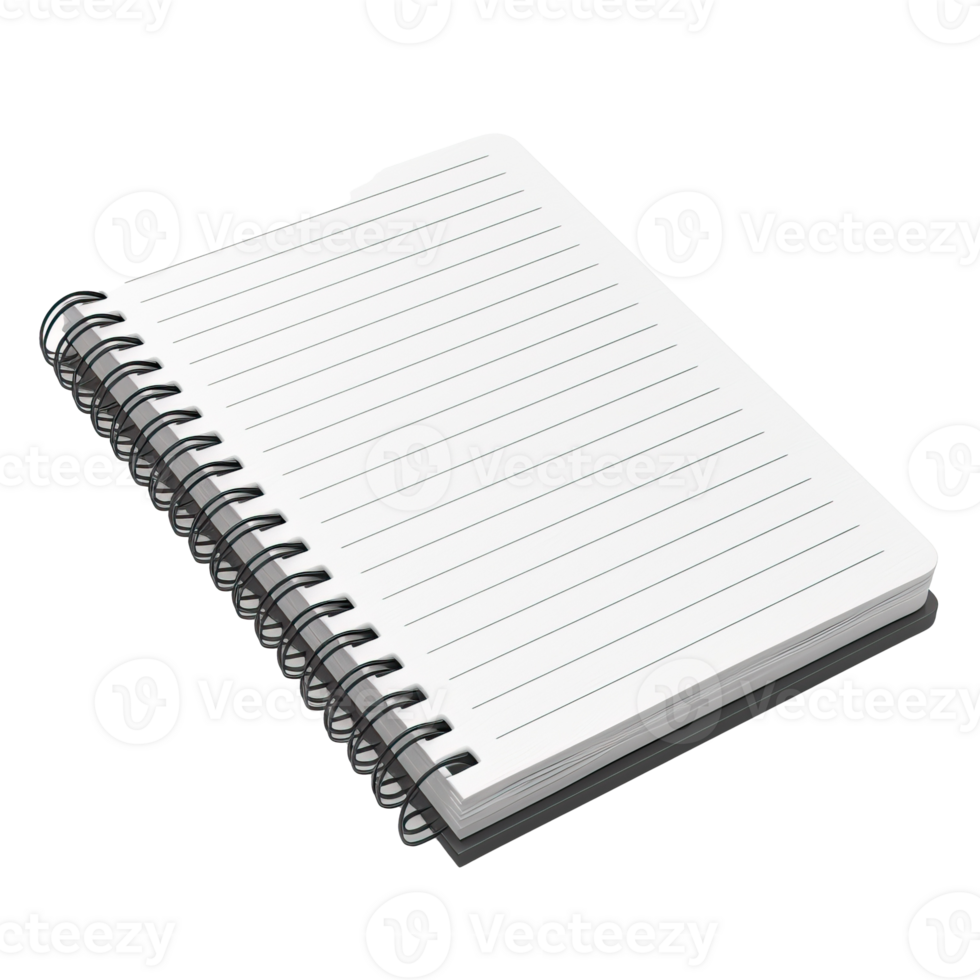 Minimalist lined notebook with black spiral binding png