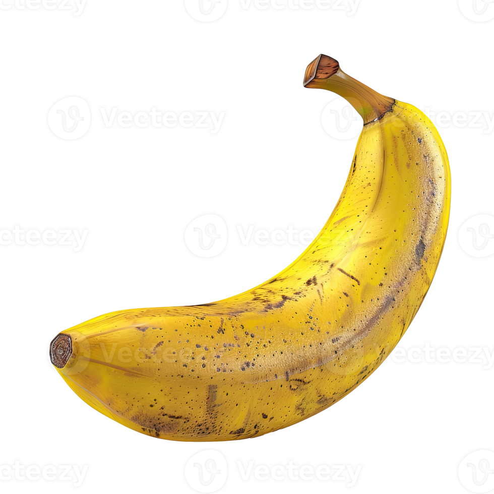 a single yellow ripe banana with brown spots png